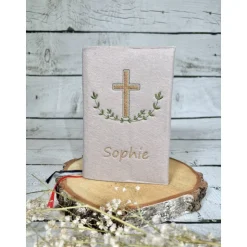 Gotteslobhülle Kreuz mit Blätter Gebetbuchhülle Filz personalisiert