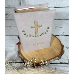 Gotteslobhülle Kreuz mit Blätter Gebetbuchhülle Filz personalisiert