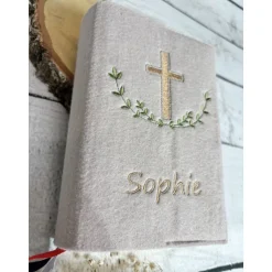 Gotteslobhülle Kreuz mit Blätter Gebetbuchhülle Filz personalisiert