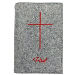 Gotteslobhülle Kreuz Name personalisiert. Filz vegan K117