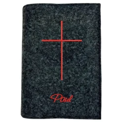 Gotteslobhülle Kreuz offen Name personalisiert. Filz vegan K104