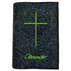 Gotteslobhülle Kreuz offen Name personalisiert. Filz vegan K104