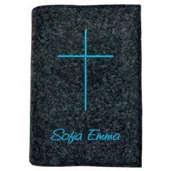 Gotteslobhülle Kreuz offen Name personalisiert. Filz vegan K104