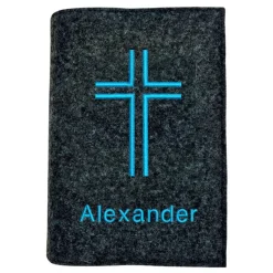 Gotteslobhülle Kreuz offen Name personalisiert. Filz vegan K113
