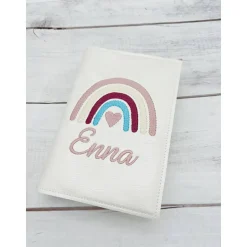 Gotteslobhülle Regenbogen Hülle Geschenk Kommunion Geschenkidee personalisiert Kunstleder edel optional Rosenkranztasche