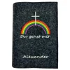 Gotteslobhülle Regenbogen Du gehst mit. Name personalisiert. Filz vegan K106