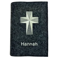 Gotteslobhülle Reliefkreuz Name personalisierbar. Filz vegan K110
