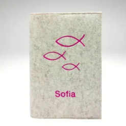 Gotteslobhülle Wollfilz Ichtys Fische Name personalisiert Filz