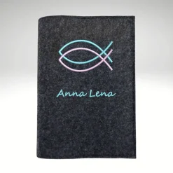 Gotteslobhülle Wollfilz Ichtys Fische Name personalisiert Filz