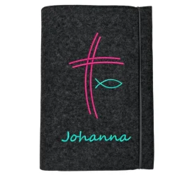 GotteslobhülleFilz Kreuz Fisch Name Farbwahl