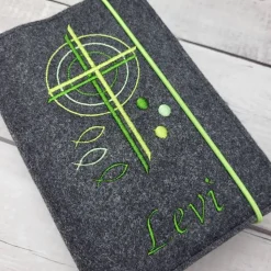 Gotteslobhülle/Gotteslobeinband Kreuz und Kreise grüntöne