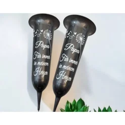 Grab Vase, Grabdeko, Grabschmuck Pusteblume