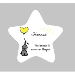Grabdeko für Sternenkind | wetterfester personalisierter Stern mit Elefant | kindgerechte Grabgestaltung