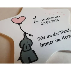Grabdeko für Sternenkind | wetterfester personalisierter Stern mit Elefant | kindgerechte Grabgestaltung