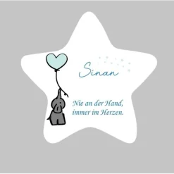 Grabdeko für Sternenkind | wetterfester personalisierter Stern mit Elefant | kindgerechte Grabgestaltung