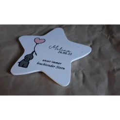 Grabdeko für Sternenkind | wetterfester personalisierter Stern mit Elefant | kindgerechte Grabgestaltung