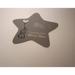 Grabdeko für Sternenkind | wetterfester personalisierter Stern mit Elefant | kindgerechte Grabgestaltung