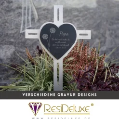 Grabkreuz / Schieferstecker Andenken Schiefer Trauergeschenk Grabschmuck Grabstecker Gravur Grabdeko Beerdigung