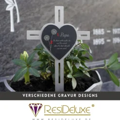Grabkreuz / Schieferstecker Andenken Schiefer Trauergeschenk Grabschmuck Grabstecker Gravur Grabdeko Beerdigung