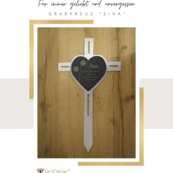 Grabkreuz / Schieferstecker Andenken Schiefer Trauergeschenk Grabschmuck Grabstecker Gravur Grabdeko Beerdigung