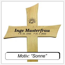 Grabkreuz Unfallkreuz Eiche3 inklusive Beschriftung Übergangskreuz Wegekreuz