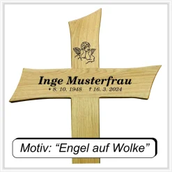 Grabkreuz Unfallkreuz Eiche3 inklusive Beschriftung Übergangskreuz Wegekreuz