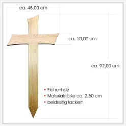 Grabkreuz Unfallkreuz Eiche3 inklusive Beschriftung Übergangskreuz Wegekreuz