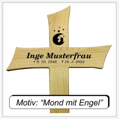 Grabkreuz Unfallkreuz Eiche3 inklusive Beschriftung Übergangskreuz Wegekreuz