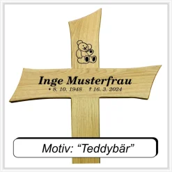 Grabkreuz Unfallkreuz Eiche3 inklusive Beschriftung Übergangskreuz Wegekreuz