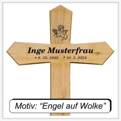Grabkreuz Unfallkreuz Eiche2 inklusive Beschriftung Übergangskreuz Wegekreuz Holzkreuz