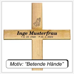 Grabkreuz Unfallkreuz Eiche1 inklusive Beschriftung Übergangskreuz Wegekreuz Holzkreuz