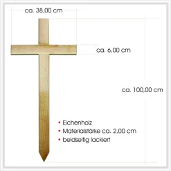 Grabkreuz Unfallkreuz Eiche1 inklusive Beschriftung Übergangskreuz Wegekreuz Holzkreuz