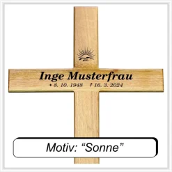 Grabkreuz Unfallkreuz Eiche1 inklusive Beschriftung Übergangskreuz Wegekreuz Holzkreuz