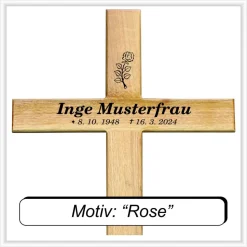 Grabkreuz Unfallkreuz Eiche1 inklusive Beschriftung Übergangskreuz Wegekreuz Holzkreuz