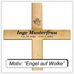 Grabkreuz Unfallkreuz Eiche1 inklusive Beschriftung Übergangskreuz Wegekreuz Holzkreuz