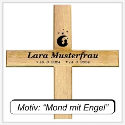 Grabkreuz Unfallkreuz Eiche1 inklusive Beschriftung Übergangskreuz Wegekreuz Holzkreuz