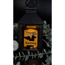 Grablaterne mit 6h Timer  für Hunde, Grabschmuck , Personalisiert,  Gedenklicht, Trauerlicht, Trauerlaterne für Hunde