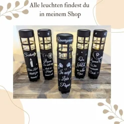Grablicht , Personalisiert,  Gedenklicht, Trauerlicht, Trauerlaterne, Erinnerungslicht, Grab Laterne