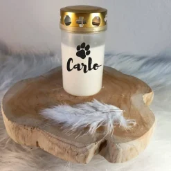 Grablicht personalisiert, Personalisiertes Grablicht, Grablicht mit Namen, Grablicht mit Motiv, Trauer Kerze