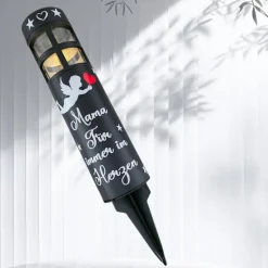 Grablicht Solar Engel, Personalisiert,  Gedenklicht, Trauerlicht, Erinnerungslicht, Grab