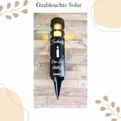 Grablicht Solar Kerze, Personalisiert, Kerze, Gedenklicht, Trauerlicht, Erinnerungslicht, Grab