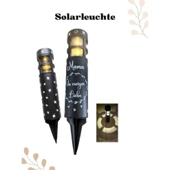 Grablicht Solar, Personalisiert, Gedenklicht, Trauerlicht, Erinnerungslicht, Grabdekoration