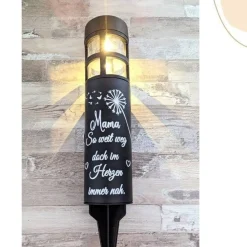Grablicht Solar Pusteblume, Personalisiert,  Gedenklicht, Trauerlicht, Erinnerungslicht, Grab