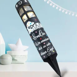 Grablicht Solar süßer Zug, Sternenkind Personalisiert,  Gedenklicht, Trauerlicht, Erinnerungslicht, Grabschmuck Kind