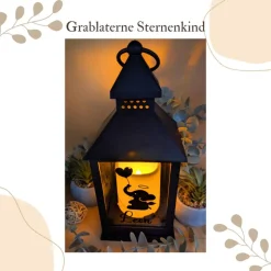 Grablicht Solar Sternenkind Mond und Sterne, Personalisiert, Kerze, Gedenklicht, Trauerlicht, Erinnerungslicht, Grab