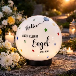 Grablicht Solar Sternenkind – Individuelles Licht als Grabschmuck mit persönlicher Gravur