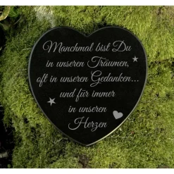 Grabschmuck Gedenkstein Herz Trauerspruch Träume Grabdekoration aus Marmor