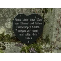 Grabschmuck Gedenkstein Herz Trauerspruch Fände Liebe einen Weg zum Himmel Grabdekoration Marmor