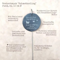 Grabschmuck, Grabstecker, Urnengrabschmuck, Dekoration für Gedenkstätte, gravierter Schiefer-Grabstein, Trauergeschenk,