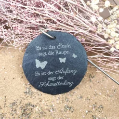 Grabschmuck, Grabstecker, Urnengrabschmuck, Dekoration für Gedenkstätte, gravierter Schiefer-Grabstein, Trauergeschenk,